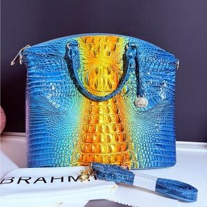 Brahmin Large Duxbury Satchel Bermuda Ombre Melbourne Croc Embossed Bag NWT